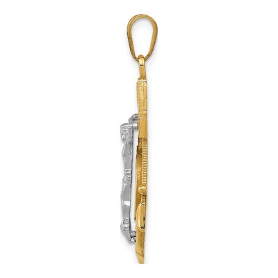 10K Two-Tone Gold Diamond-Cut Mariner Cross Pendant – view 3