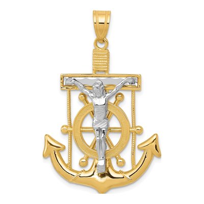 10K Two-Tone Gold Mariners Crucifix Pendant