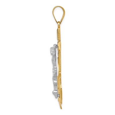 10K Two-Tone Gold Diamond-Cut Mariners Crucifix Pendant – view 3