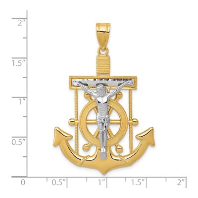 10K Two-Tone Gold Diamond-Cut Mariners Crucifix Pendant – view 4