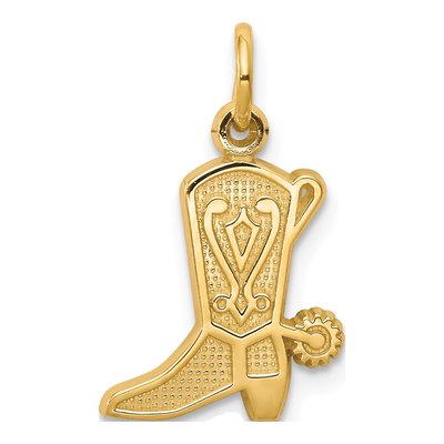 10K Yellow Gold Cowboy Boot Pendant