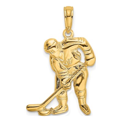 10K Yellow Gold Hockey Player Pendant