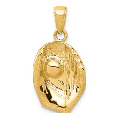 10K Yellow Gold Baseball Glove Ball Pendant