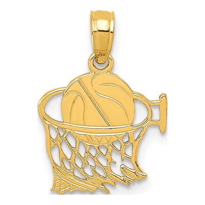 10K Yellow Gold Basketball Net Pendant