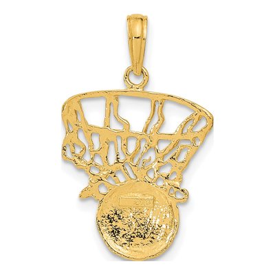 10K Yellow Gold Basketball Net Pendant – view 4