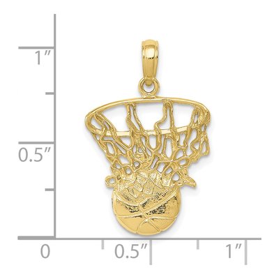 10K Yellow Gold Basketball Net Pendant – view 5