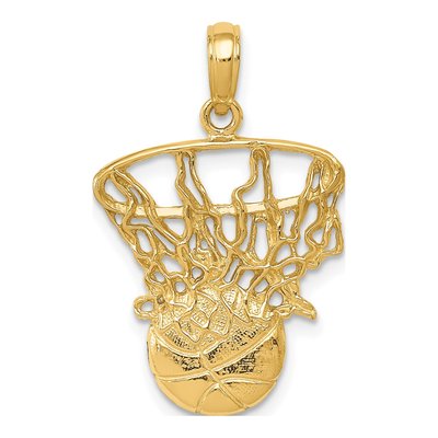10K Yellow Gold Basketball Net Pendant