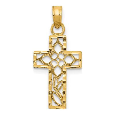10K Yellow Gold Filigree Cross Pendant