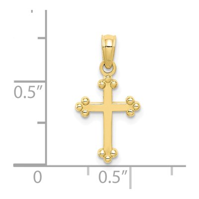 10K Yellow Gold Small Budded Cross Pendant – view 4