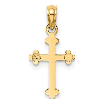 10K Yellow Gold Small Budded Cross Pendant – view 5