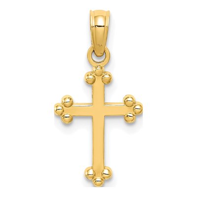 10K Yellow Gold Small Budded Cross Pendant