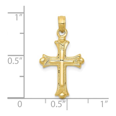 10K Yellow Gold Budded Cross Pendant – view 4