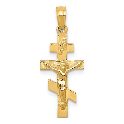 10K Yellow Gold Eastern Orthodox Crucifix Charm