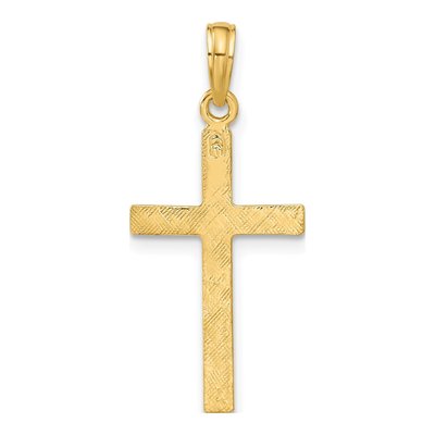 10K Yellow Gold Textured Latin Cross Pendant – view 4