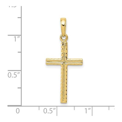 10K Yellow Gold Textured Latin Cross Pendant – view 5