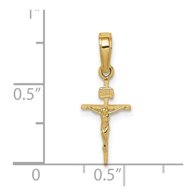 10K Yellow Gold Small INRI Crucifix Pendant – view 4