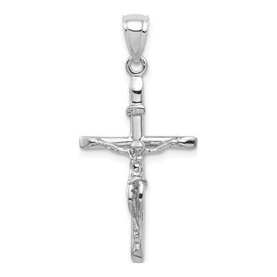 10K White Gold INRI Crucifix Pendant