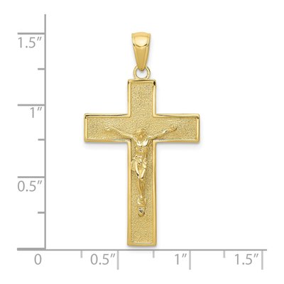 10K Yellow Gold Textured Crucifix Pendant – view 4