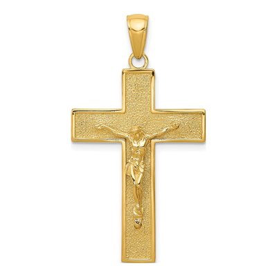 10K Yellow Gold Textured Crucifix Pendant