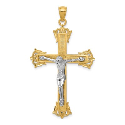 10K Two-Tone Gold Crucifix Pendant