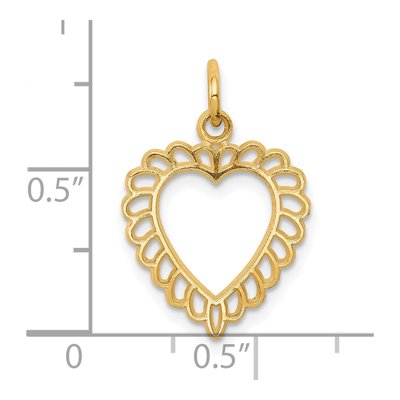 10K Yellow Gold Scalloped Heart Pendant – view 4