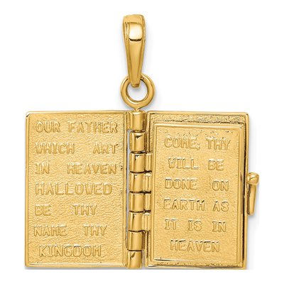 10K Yellow Gold 3D Holy Bible Pendant – view 5