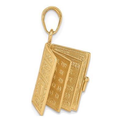 10K Yellow Gold 3D Holy Bible Pendant – view 7