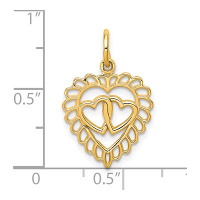 10K Yellow Gold Scalloped Heart Pendant – view 4