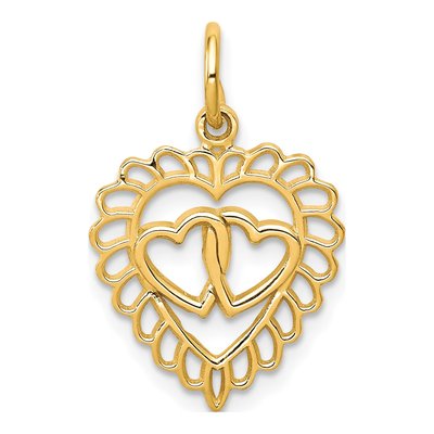 10K Yellow Gold Scalloped Heart Pendant
