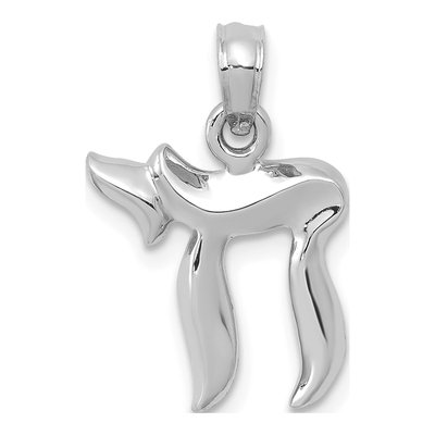 10K White Gold Small Chai Pendant