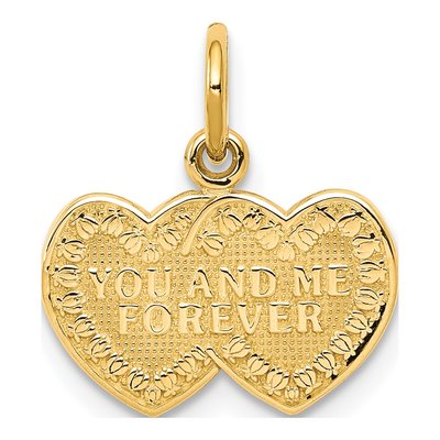 10K Yellow Gold You Me Forever Heart Charm