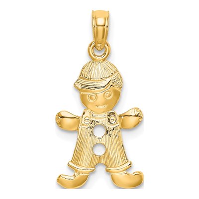 10K Yellow Gold Playful Boy Pendant