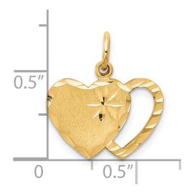 10K Yellow Gold Diamond-Cut Double Heart Charm – view 4