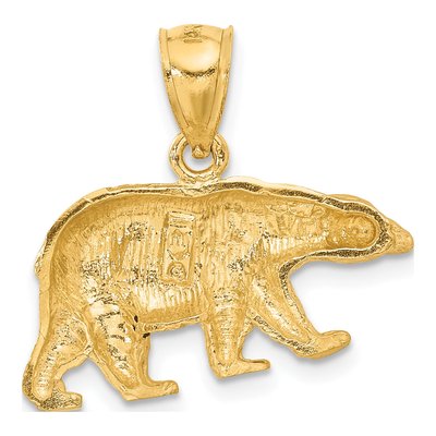 10K Yellow Gold Diamond-Cut Bear Pendant – view 5
