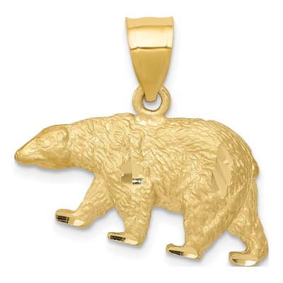 10K Yellow Gold Diamond-Cut Bear Pendant