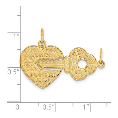 10K Yellow Gold Heart Key Break-Apart Charm – view 4