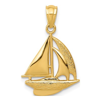 10K Yellow Gold Sailboat Pendant