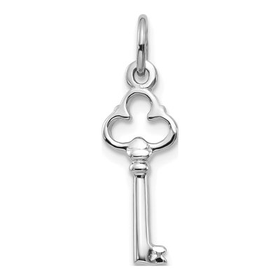 10K White Gold Key Pendant