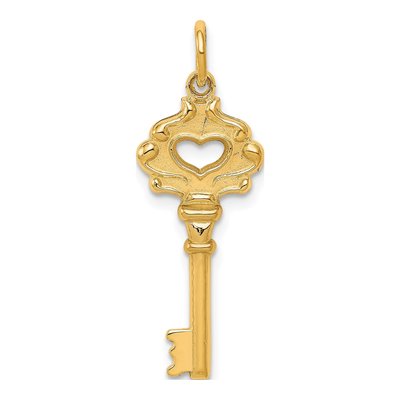 10K Yellow Gold Heart Key Pendant