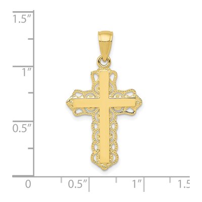 10K Yellow Gold Lace Trim Cross Pendant – view 4