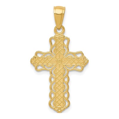 10K Yellow Gold Lace Trim Cross Pendant – view 5