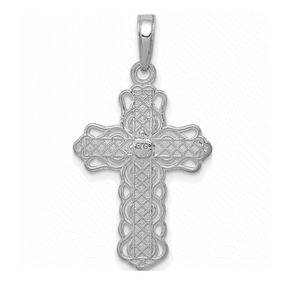 10K White Gold Lace Trim Cross Pendant – view 5