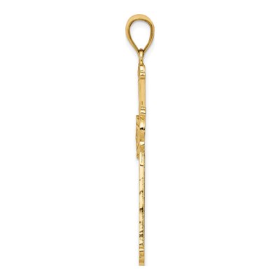 10K Yellow Gold Diamond-Cut Cross Pendant – view 3