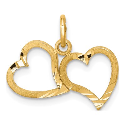 10K Yellow Gold Double Heart Charm