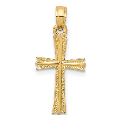 10K Yellow Gold Textured Cross Pendant