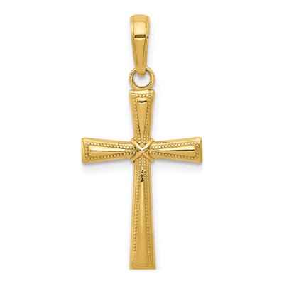 10K Yellow Gold Diamond-Cut Cross Pendant
