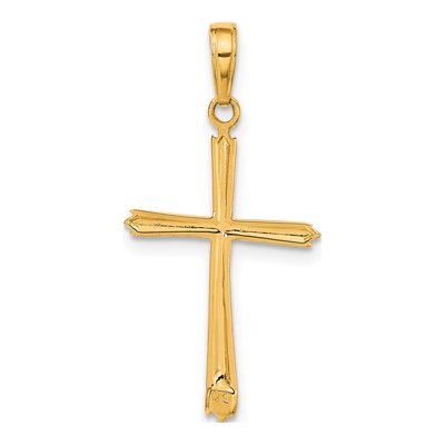 10K Yellow Gold Beveled Cross Pendant – view 4