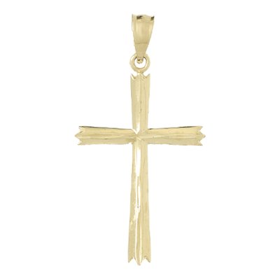 10K Yellow Gold Beveled Cross Pendant – view 5