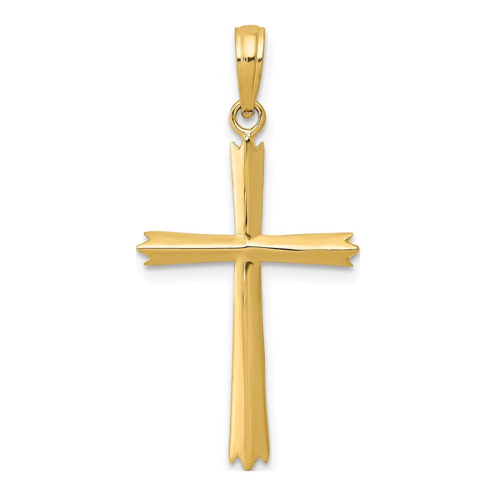 10K Yellow Gold Beveled Cross Pendant