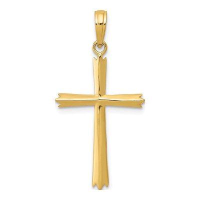 10K Yellow Gold Beveled Cross Pendant